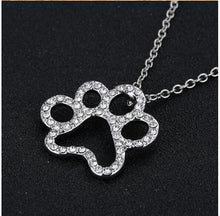 Silver Crystal Rhinestone Necklace Paw