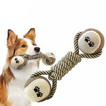 Dog Chew Toy Rope Dumbell with Tennis balls
